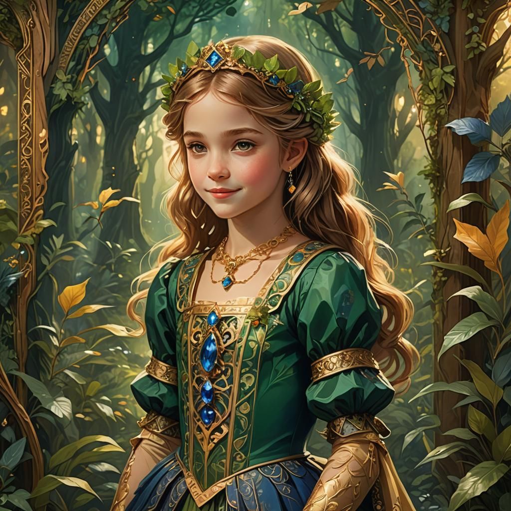 Enchanted Forest Princess in Art Nouveau Style