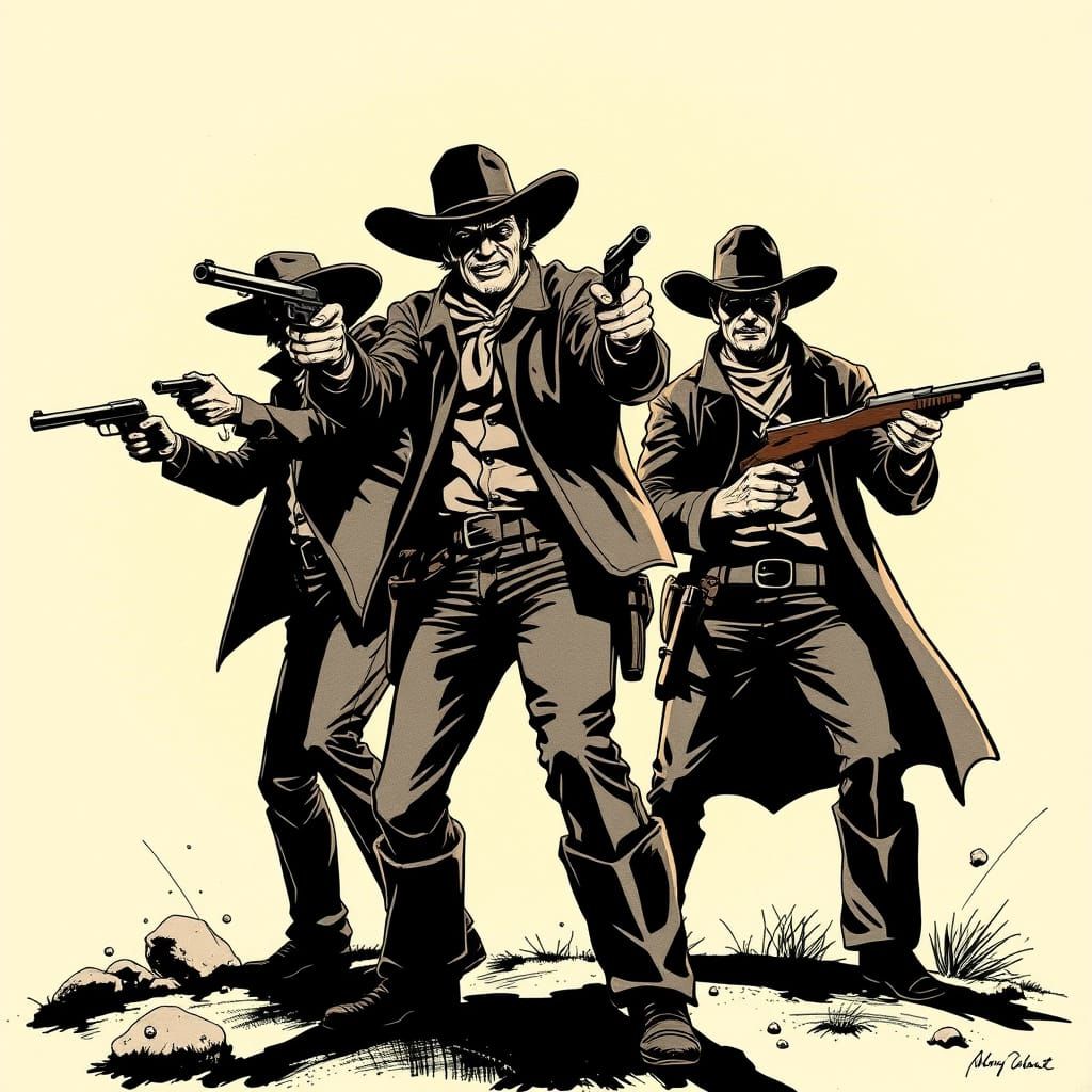 Unruly Gunslingers in Comic Book Style