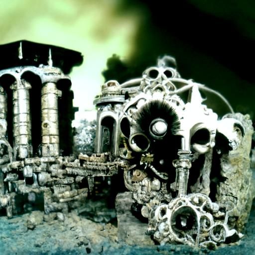 Steampunk Temple of Death in Ruins