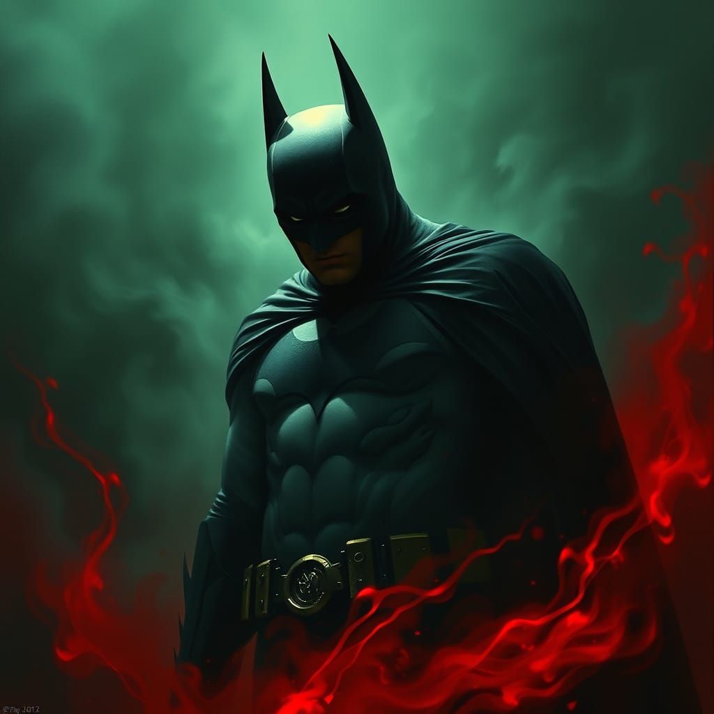 Brooding Batman in Dreamlike Biomorphism