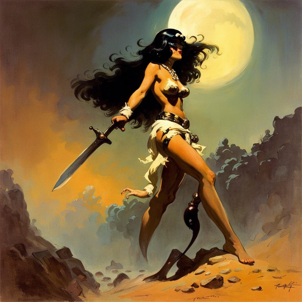 Heroic Fantasy Illustration in Frazetta Style