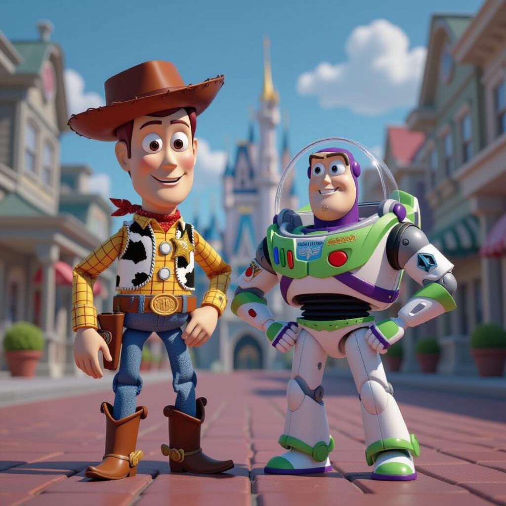 Woody and Buzz in Toy Story 3/4 Blend, 3D Anime Art