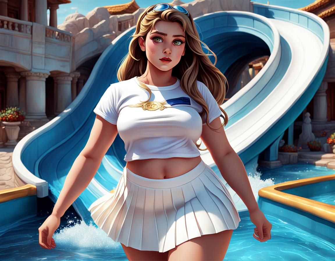 Goddess Guru on Sinister Waterslide: Dark Fantasy Art