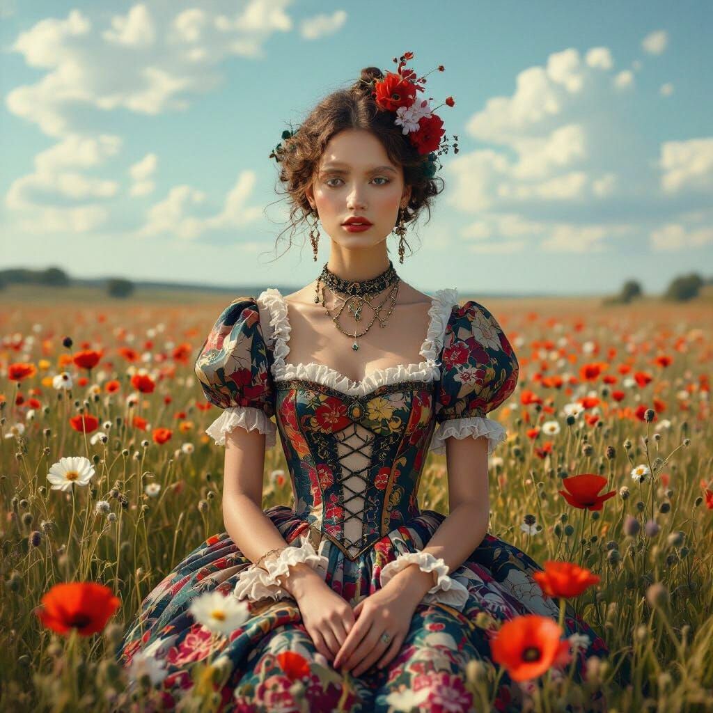 Dreamlike Woman in Surreal Landscape, Dreamcatcher Art