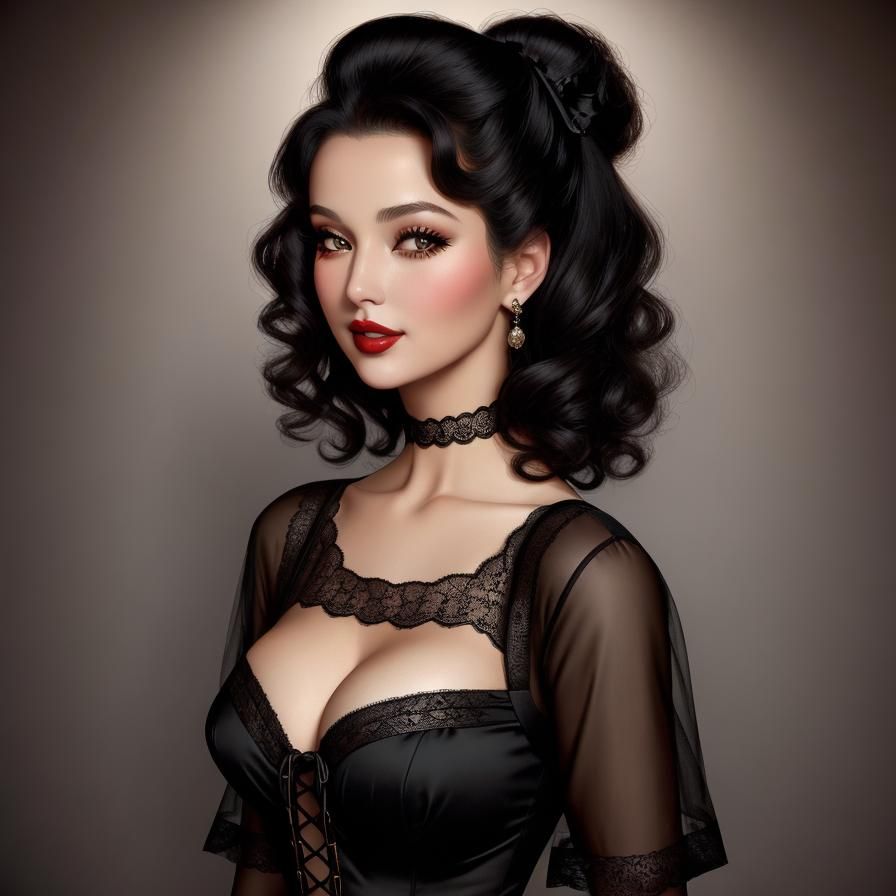 Glamorous Portrait in Gil Elvgren Style