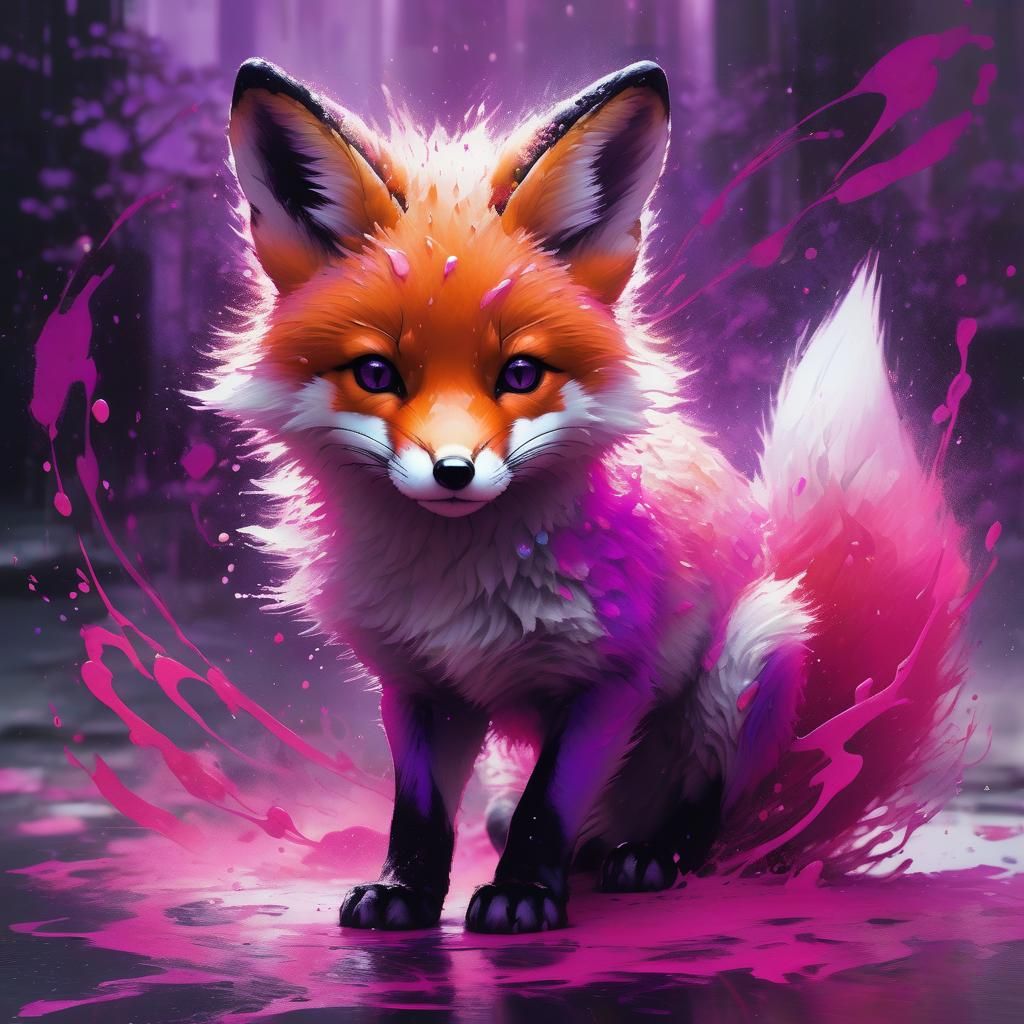 Mystical Baby Fox with Magic Swirls