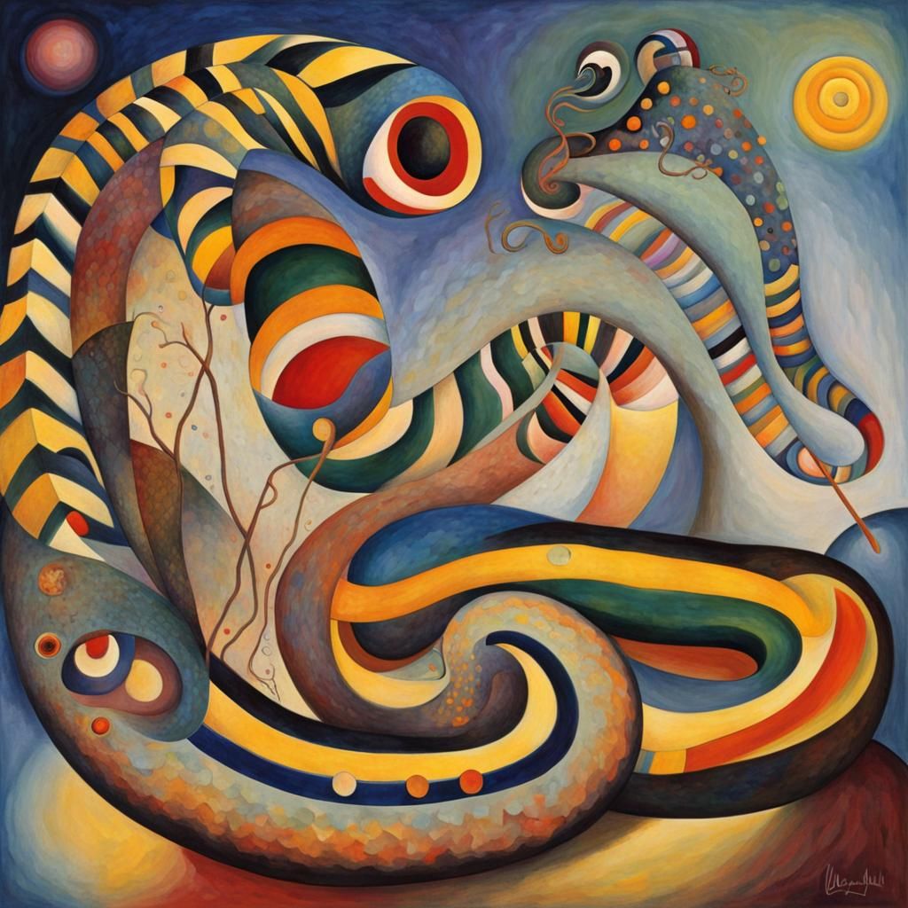 Abstract Ouroboros in Kandinsky Style