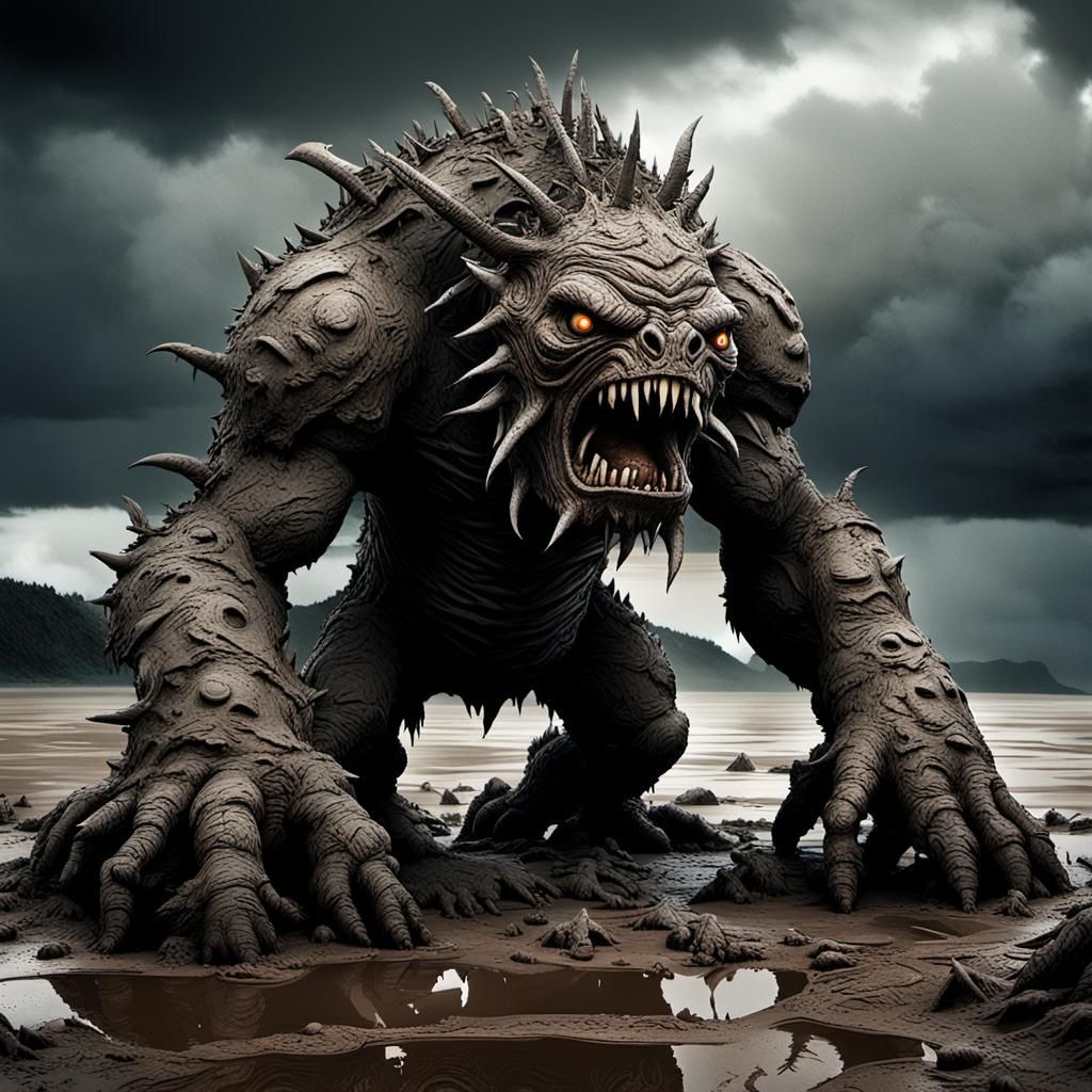 Terrifying Mud Island with Clay Monsters in 3D