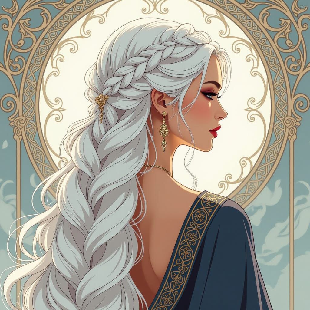 Elegant Braided Hairstyle in Art Nouveau Style