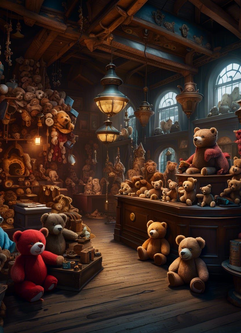 Wacky museum of tatty worn teddy bears