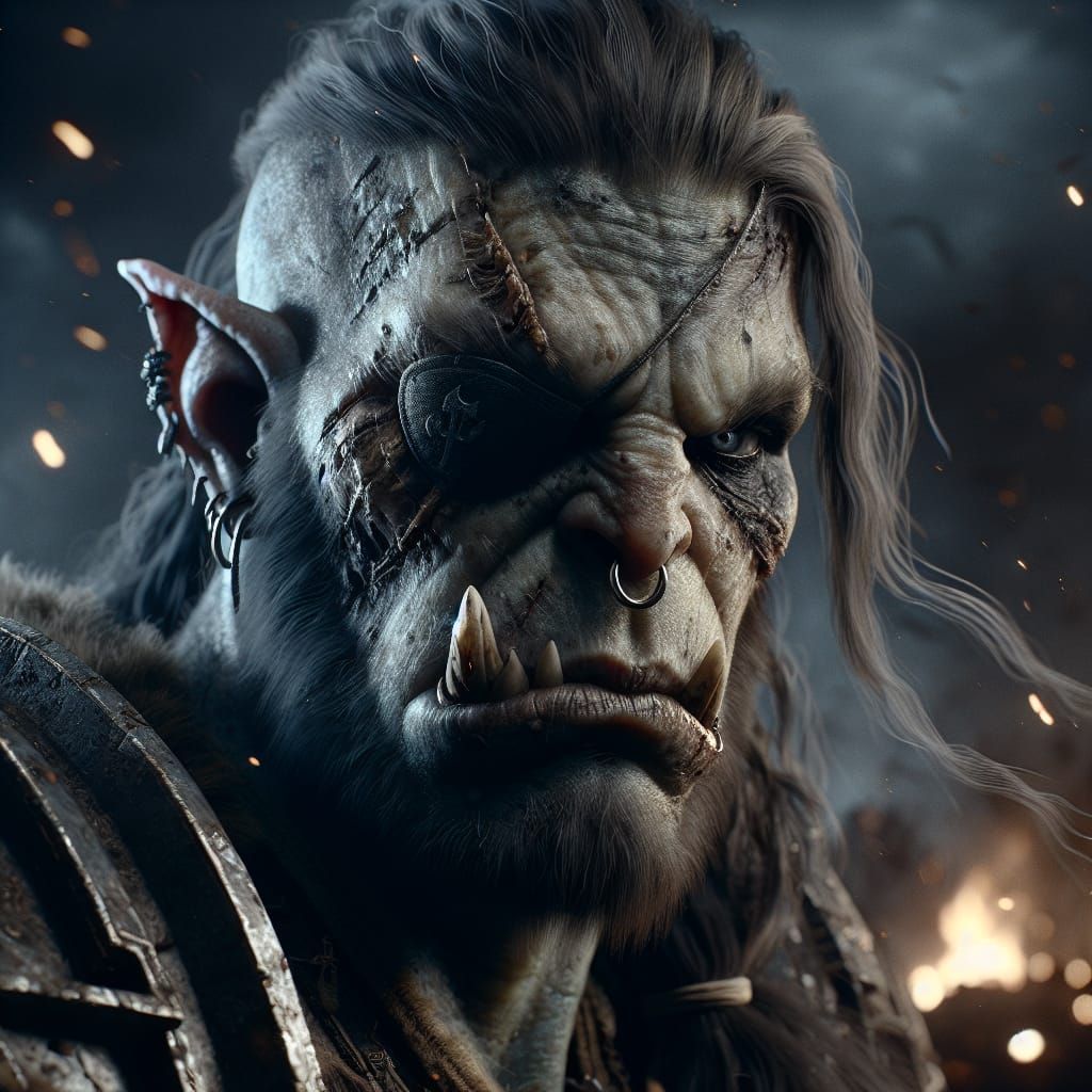 Hyperrealistic Orc Warrior Portrait in 8K