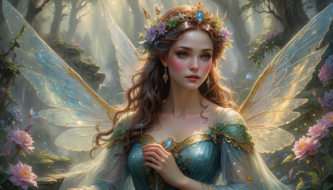 Ethereal Fae Queen with Translucent Wings