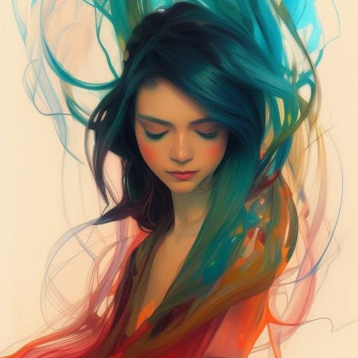 Abstract Portrait in Multiple Colors