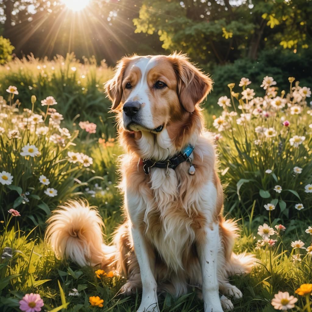 Therapy Dog Portrait in Golden Sunlight