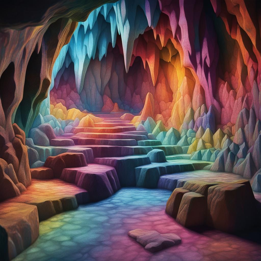 Mesmerizing Crystal Cave Chalk Art in 3D