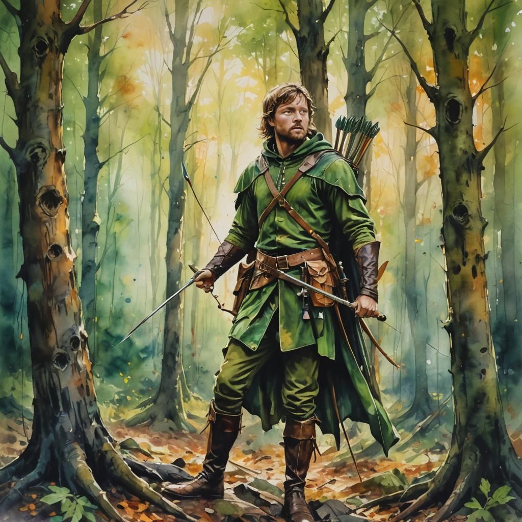 Robin Hood in Sherwood Forest Oil Painting
