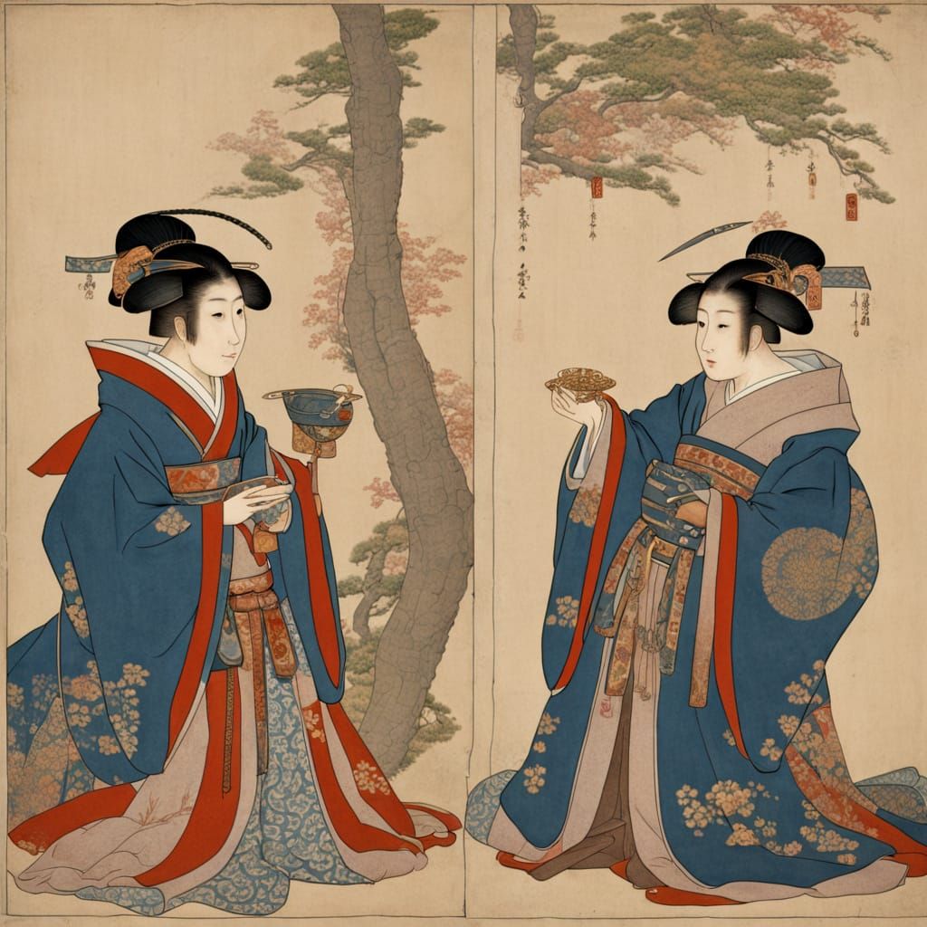 Elegant Middle Ages Japan Scene