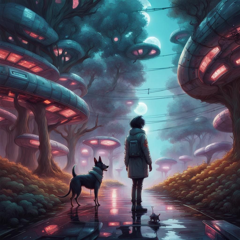 Checkered Dog in Sci-Fi Horror Landscape