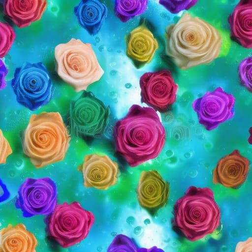 Abstract Roses with Water Droplets