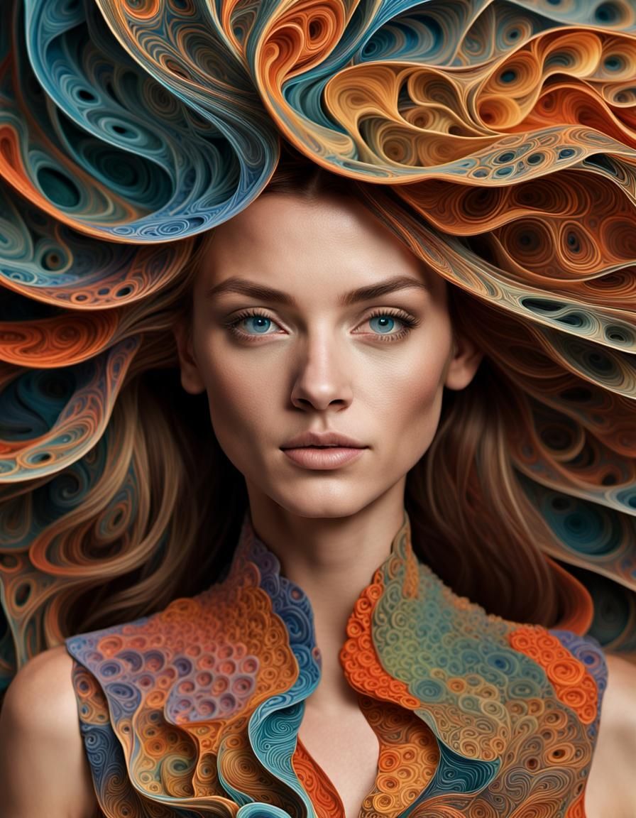 Professional Color Portrait with Abstract Fractals