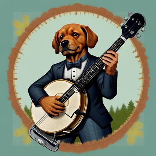 Dog Playing Banjo