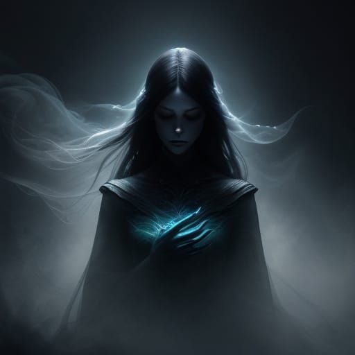 Ethereal Shadow Girl in Moody Digital Painting
