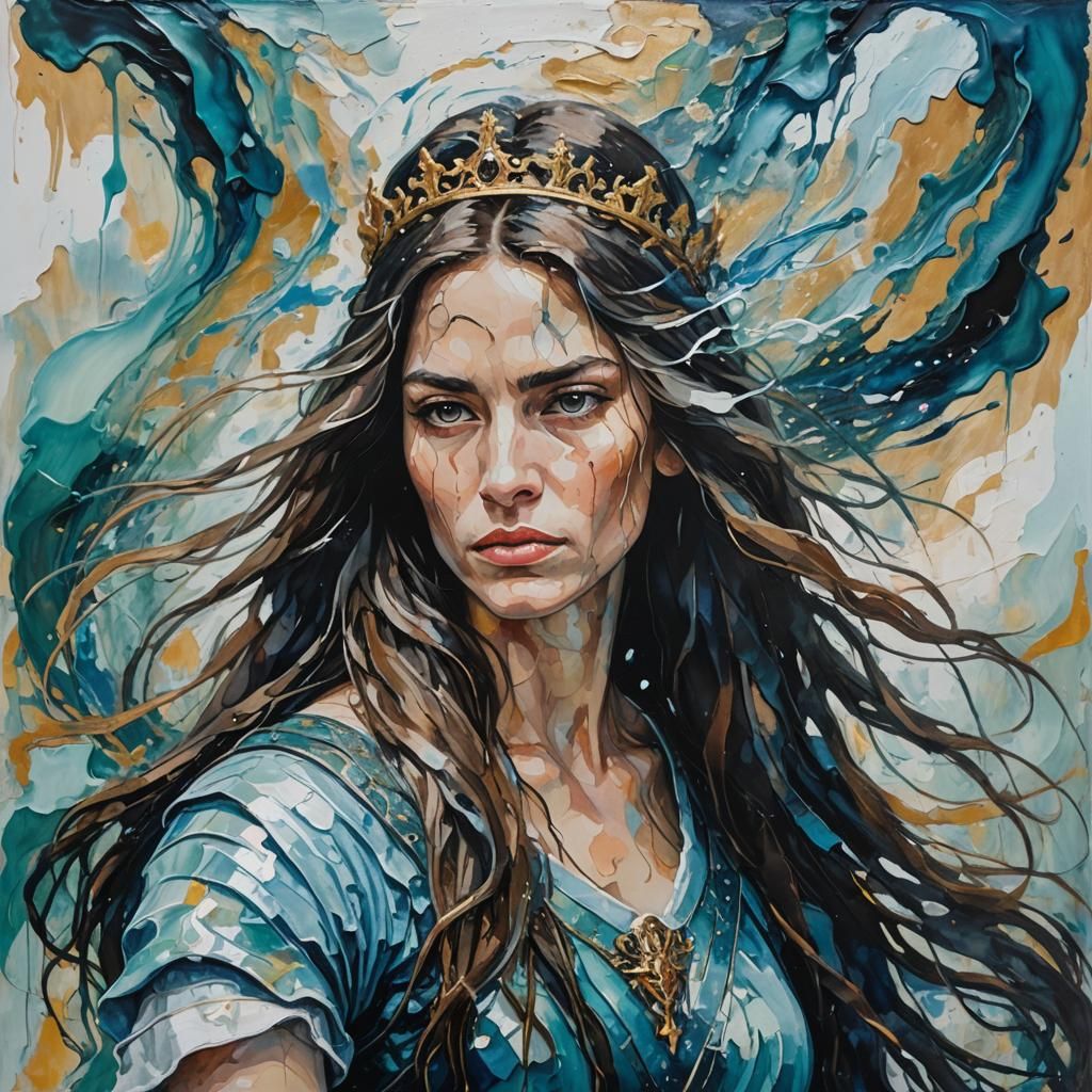 lyrical abstraction portrait of a woman with long hair that ...