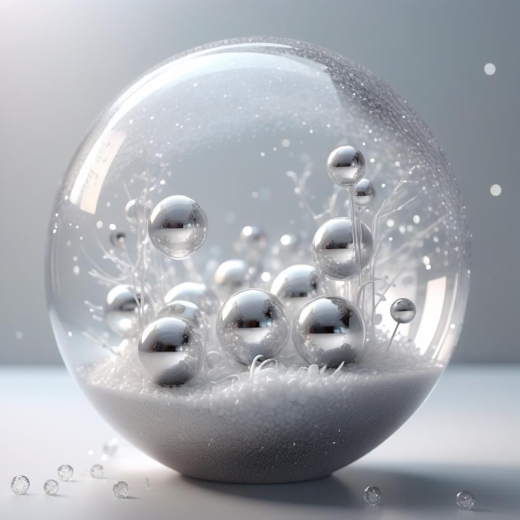 Hollow Glass Sphere with Abstract Blown Glass