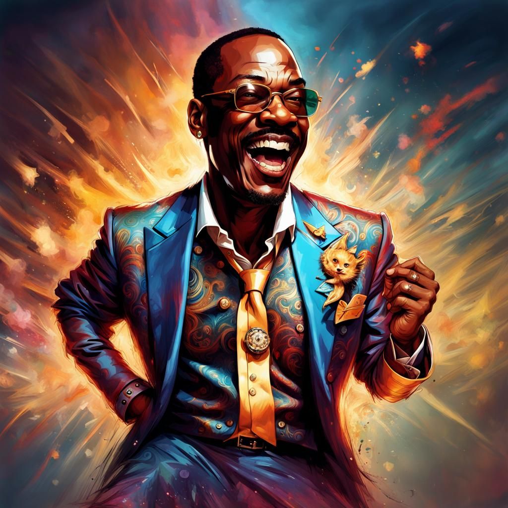 Eddie Murphy Chibi Caricature Laughing Out Loud