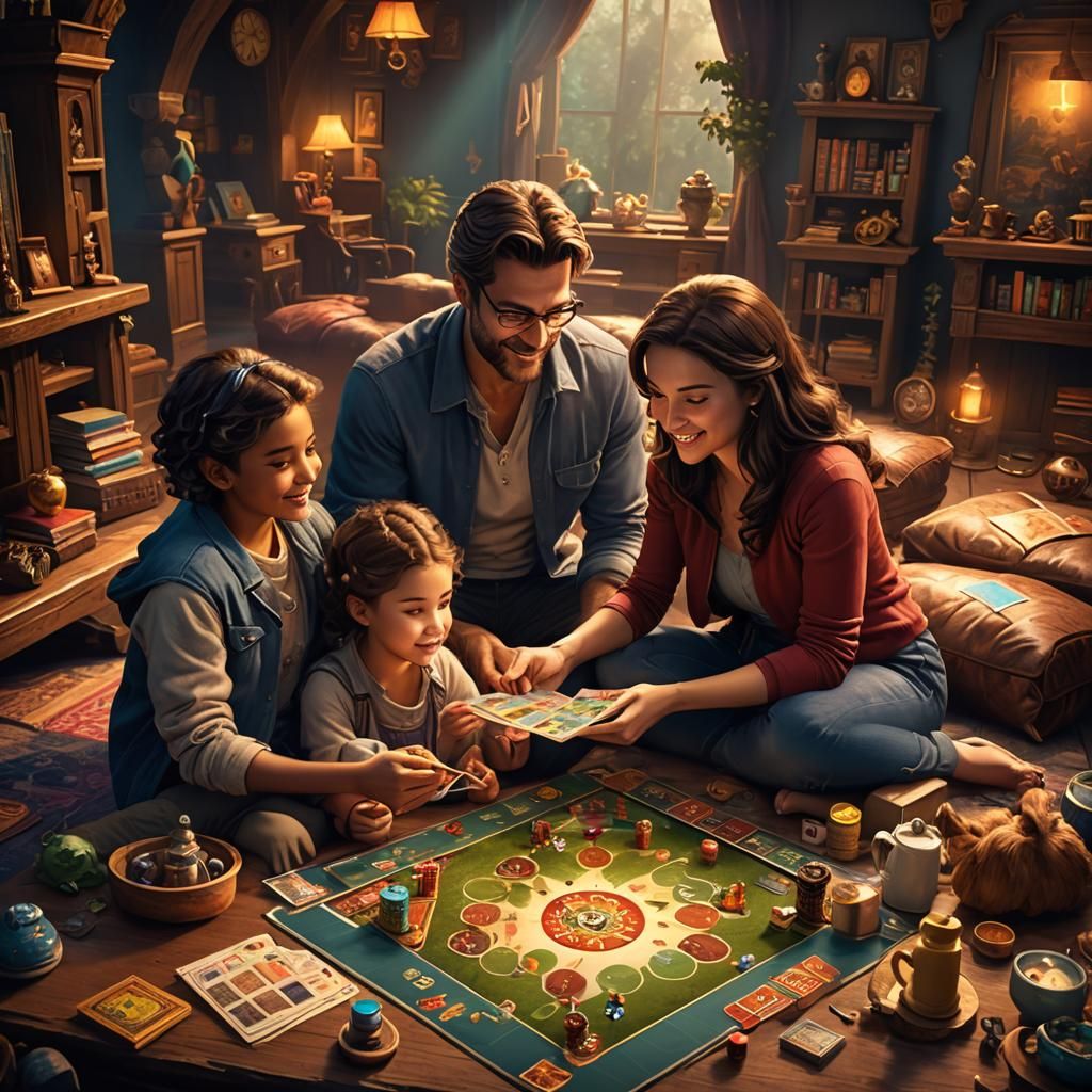 Family Togetherness: A Colorful Fantasy Concept Art