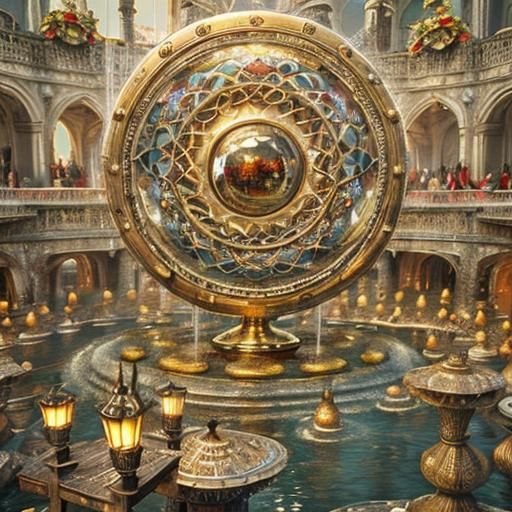 Psychedelic Fountain: Surreal 3D Render