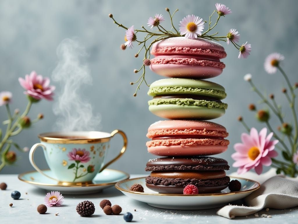 Surreal French Macaron Still Life in Pastel Hues