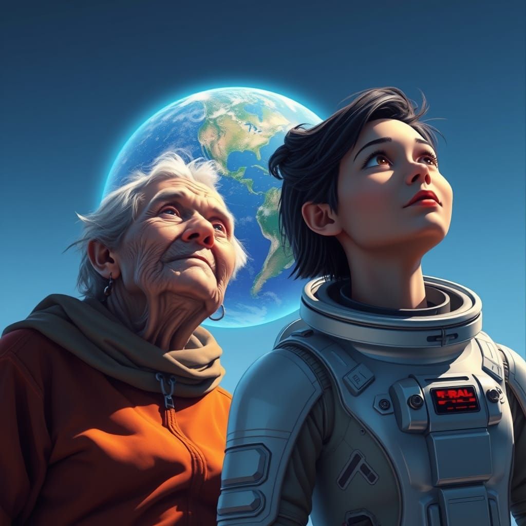 Earth Gazing: Digital Painting in Futuristic Style