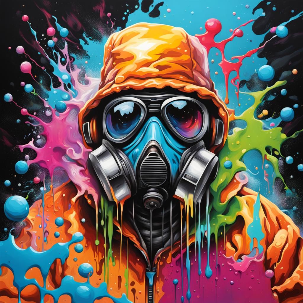 Colorful Science Graffiti Art in Splash Style