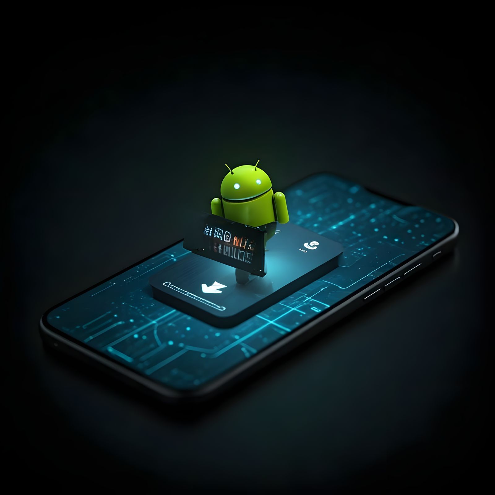 Android Bot in Cyberpunk Digital Realm