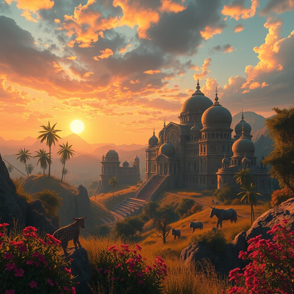 Vibrant Indian Summer Fantasy Landscape