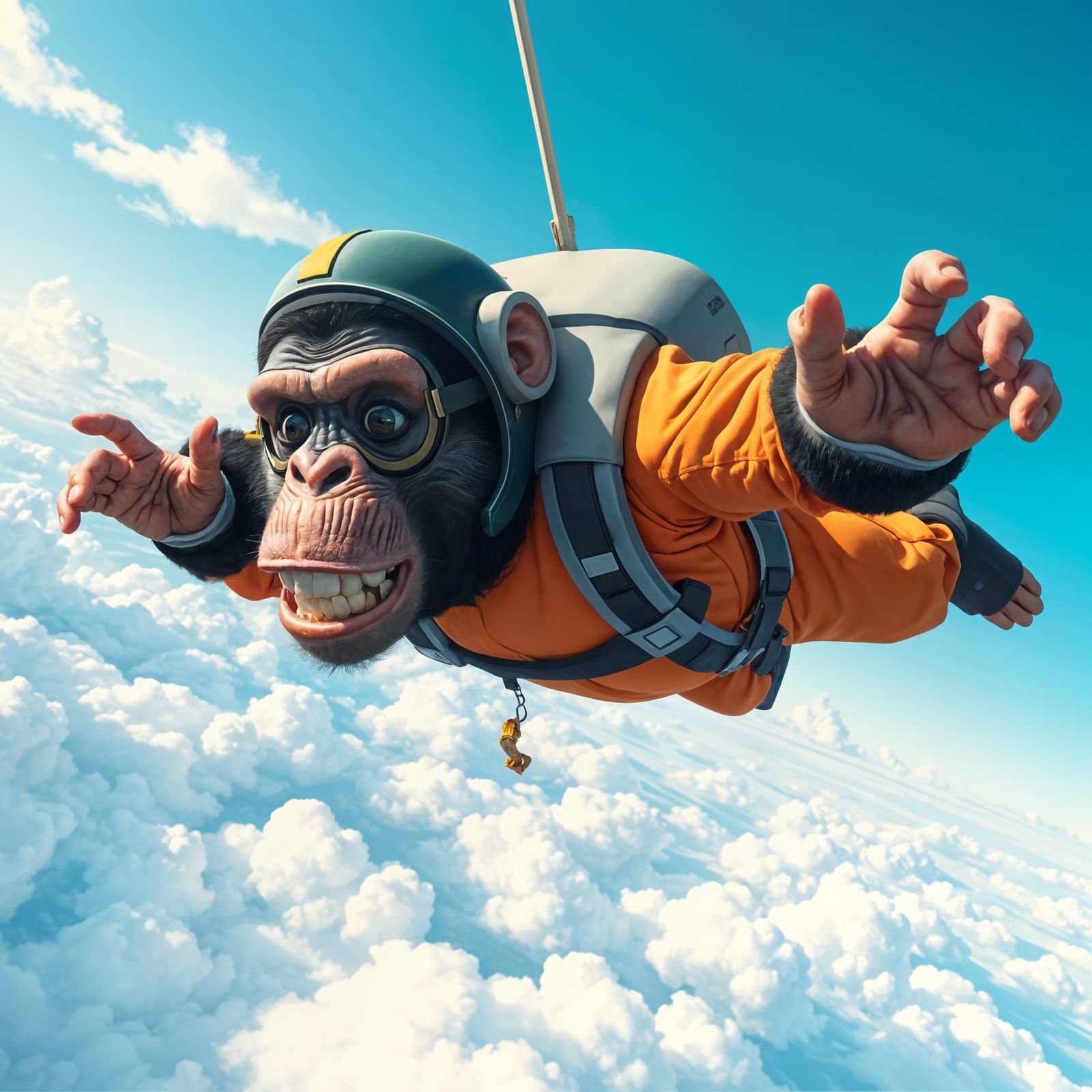 Skydiving Chimpanzee: A Nervous, Happy Freefall