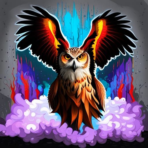 European Eagle Owl in Graffiti Splash Art