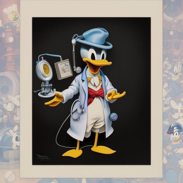 Steampunk Doctor Donald Duck Digital Illustration