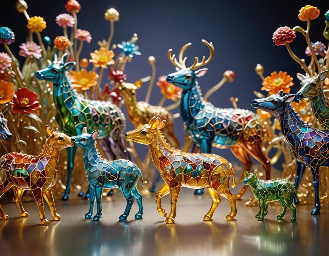 Enchanting Glass Animals in Macro Still Life