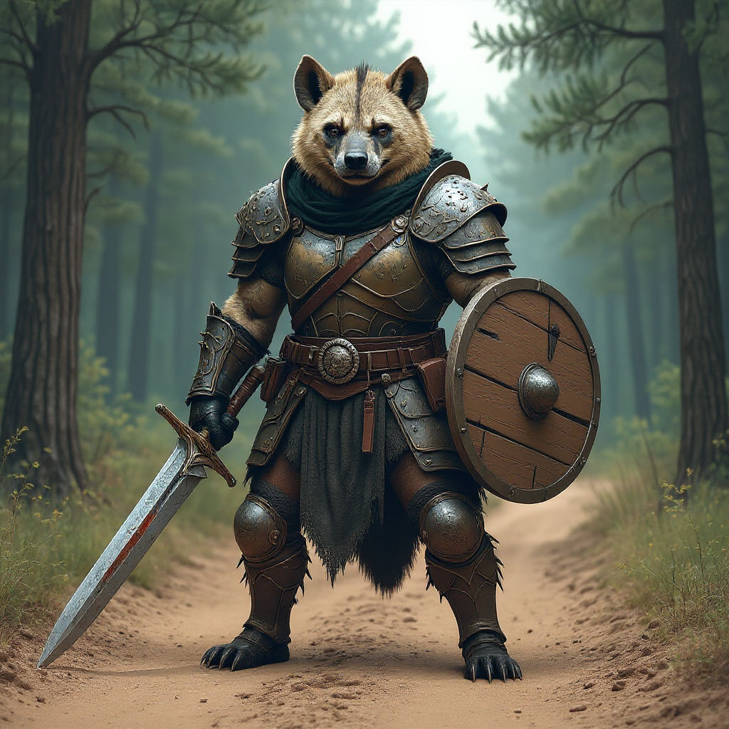 Hyena Warrior in Dark Fantasy Forest