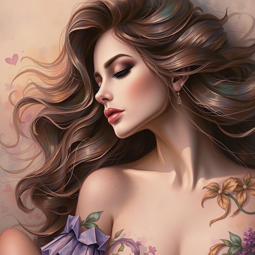 Delicate Origami Paper Craft in Watercolor Style