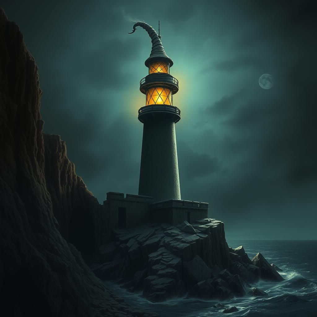 Cursed Lighthouse on a Dark Shore