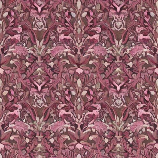 Pink Vines in William Morris Style