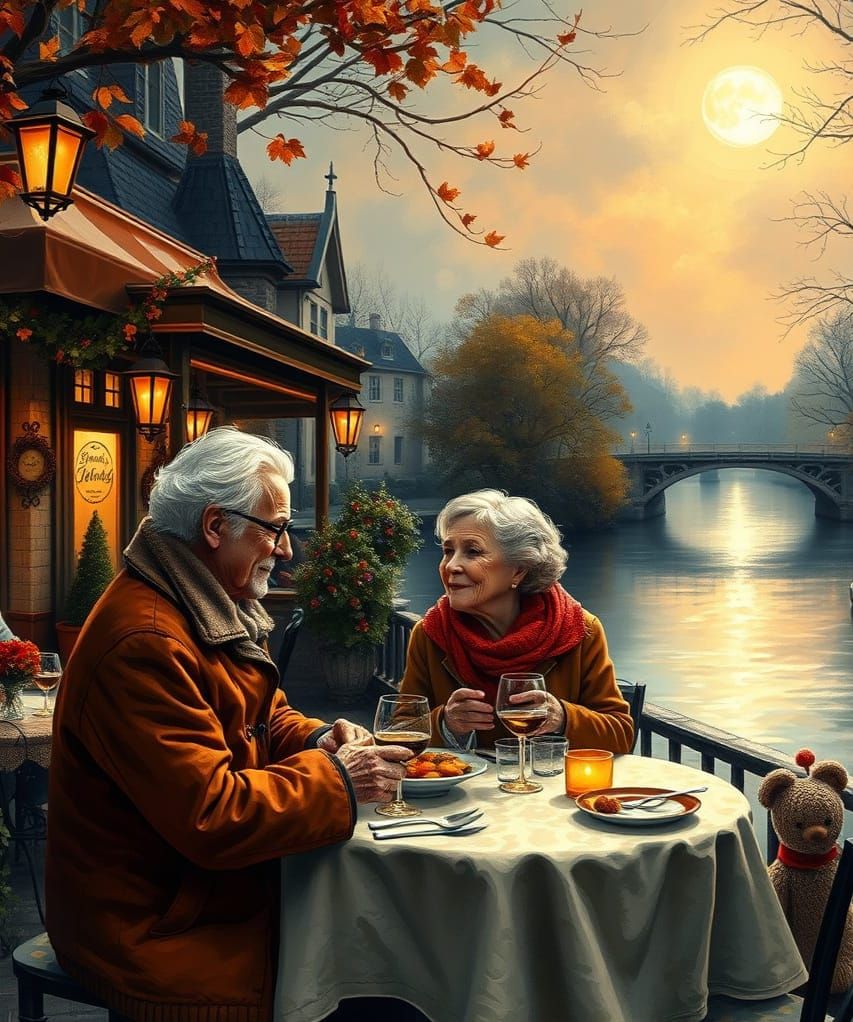 Romantic Moonlit Bistro Date Night for Elderly Couple