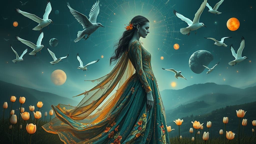 Surreal Dreamlike Scene with Mythological Creatures