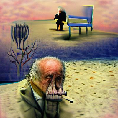 Regretful Old Man Waiting: A Surrealist Vision