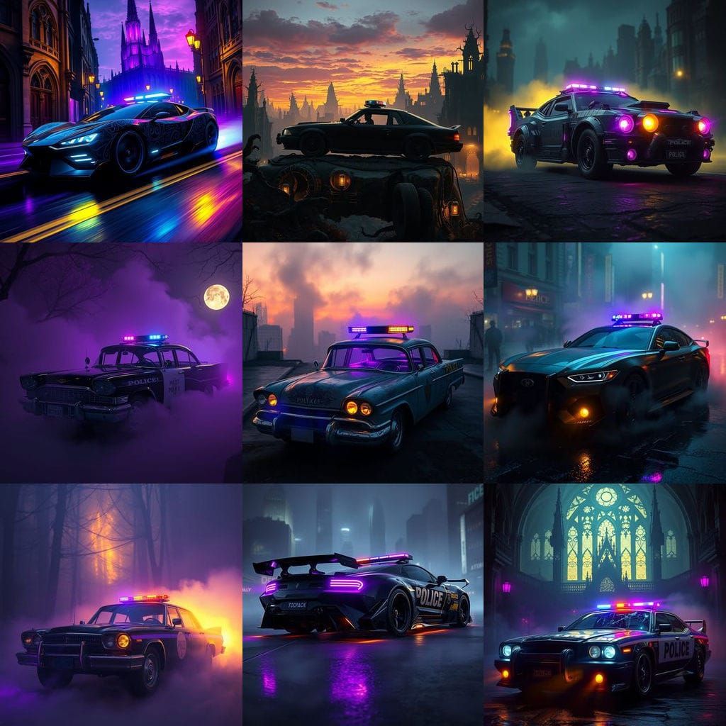 Epic Police Car in Dark Fantasy Concept Art