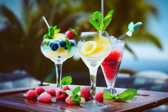 Inviting Summer Sorbets with Ocean View, Digital Painting