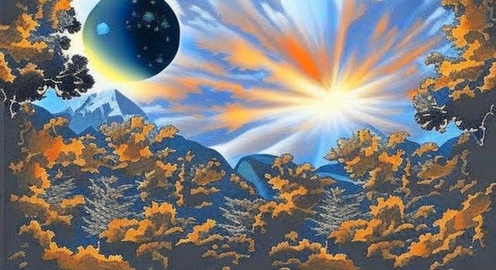 Castle and Planets in Space Digital Illustration